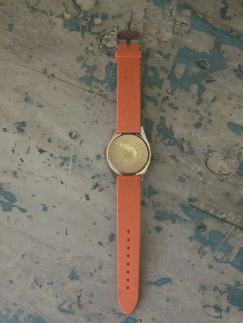 Silver Tone Crystal-Bezel Coral Color Silicone Strap Watch